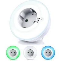 Brandson LED Nachtlicht Nachtlampe mit Zwischenstecker & auswählbaren Farben - Weiß/Grün/Blau, LED fest integriert, Farbwechsler, Steckdosenlicht mit Helligkeits- & Dämmerungssensor, für Flur & Bad
