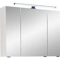 Saphir Badezimmerspiegelschrank Quickset 500, 3 Türen, 80cm breit, LED-Aufsatzleuchte inkl. Schalter und Steckdose