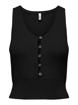 ONLY - ONLLINA SL V-NECK BUTTON KNT black - Gr. - M