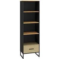 Lomadox Regal CASPER-131, schwarz, Eiche, sandfarben, ca. 60/190/40cm