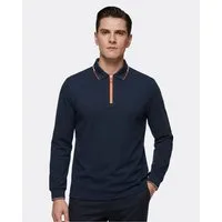 Allthemen Langarmshirt Langarm-Poloshirt mit Polokragen und Halbzip Herren Business-Stil