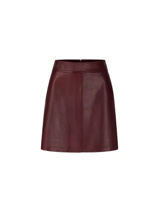 Marc Cain Collections - Minirock aus Leder bright maroon - Gr. - 40