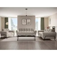 Beautysofa Polstergarnitur VOLARE mit Metallbeine in Schwarz, 3-Sitzer Sofa +2-Sitzer Sofa + Sessel