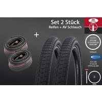 Schwalbe Fahrradreifen 2Stück 27.5 Zoll SCHWALBE 27.5x2.4 Reifen 62-584 mit Schlauch AV, (4-tlg)