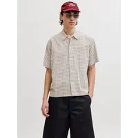 Jack & Jones Kurzarmhemd JORRIVIERA LINEN BLEND SHIRT SS LN Baumwollmischung, regular fit