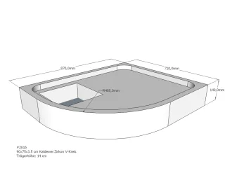 Neuesbad Wannenträger für Kaldewei Zirkon 90x75x3,5 Viertelkreis SD21042