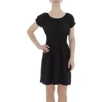 Ital-Design Sommerkleid Damen Freizeit (86164466) Kreppoptik/gesmokt Minikleid in Schwarz