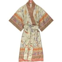 Bassetti Kimono bassetti Kimono Fong klasisch schön Doppelgröße, Kimono Kragen, Gürtel, leichter Morgenmantel, Baumwollsatin