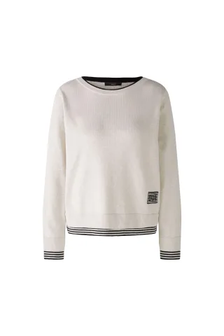 Oui - LEEZA Pullover reine Baumwolle white black - Gr. - 42