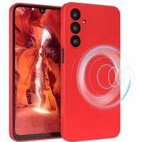 EAZY CASE Handyhülle für Samsung Galaxy A16 Hülle Silikon 6,7 Zoll, MagSafe Handycover Silikon Softcase matt stoßfest Kamera-Bumper Rot