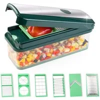 Genius Gemüseschneider Genius Nicer Dicer Exclusive Gemüseschneider 15tlg, 4 Einsätze + Reibe grob & Hobel + Behälter 2500ml