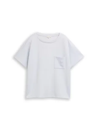 Tom Tailor - Loose Fit Scuba T-Shirt mit Brusttasche soft dusty blue - Gr. - M