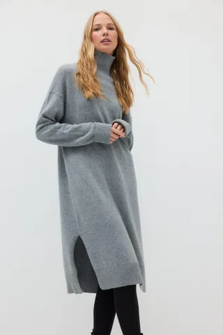 THE FASHION PEOPLE - Dress knitted graphite melange - Gr. - L