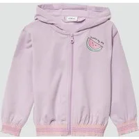 s.Oliver Sweatjacke Sweatshirt Jacke Sweatjacke mit Glitzerpint und Smok-Details