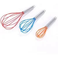MSV Schneebesen Rührbesen-Set, rostfreier Edelstahl, Silikon bunt 3er Set- 20 / 25 / 30 cm