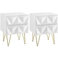 EUGAD Nachttisch (2-St., 2er Set), Nachtschrank mit 2 Schubladen