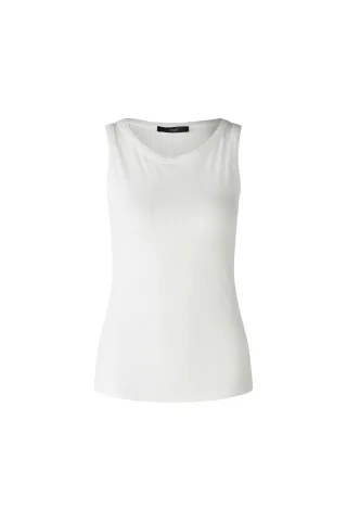 Oui - FILIZ Top elastische Viskoserippe cloud dancer - Gr. - 40