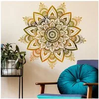MOPUEA Wandtattoo Dekorative Wandaufkleber, Blumen Fenster Wandsticker Pflanzen/Sterne (Gold Wandtattoo Wanddeko für Kinderzimmer Schlafzimmer Wohnzimmer), 3D-Wandtattoo, Groß Wandsticker Wandbild Flur Yoga Wanddeko