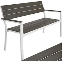 tectake Gartenbank Sitzbank Line 2-Sitzer mit Aluminiumrahmen 128x59x88cm, 2-Sitzer