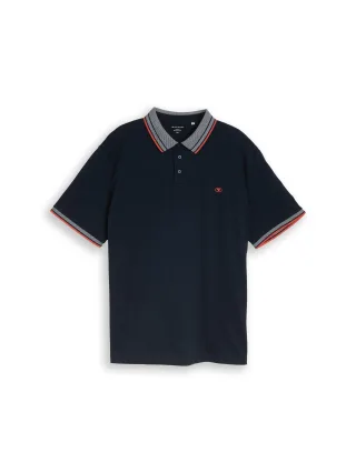 Tom Tailor - Plus Size - Piqué Poloshirt mit Logo-Print sky captain blue - Gr. - 4XL