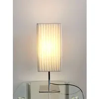 TRANGO LED Nachttischlampe, 2022-5W Design Tischleuchte mit Plissee Lampenschirm & Chrom Lampenfuß *CANNES* Tischlampe inkl. 1x 5 Watt E27 LED Leuchtmittel, Wohnzimmer Lampe, LxBxH: 14x14x43cm, Fensterbank Leuchte, Schreibtischleuchte, Leselampe