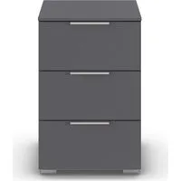 OTTO home Nachtkommode Nachttisch Nachtschrank Schubladen Sideboard Schubladenkommode ASTANA (Breite 40 cm / Höhe 61 cm), mit 3 geräumigen Schubladen, Kantengriff in Alufarben MADE IN GERMANY