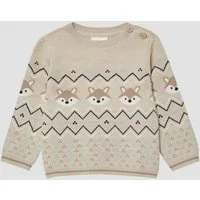 s.Oliver Longpullover Strickpullover Jacquardpullover im Regular Fit mit Rundhalsausschnitt