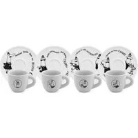 BIALETTI Espressotasse Carosello, 8-tlg., Porzellan, mit dem unverwechselbaren Bialetti-Männchen, 8-teilig, je 80 ml