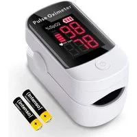HAC24 Pulsoximeter Pulsoxymeter Finger Puls Messgerät Blut Sauerstoffsättigung SpO2, Inklusive Trageschlaufe und Batterien