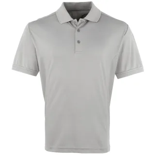 Premier Mens Coolchecker Pique Kurzarm-Polo T-Shirt (Silber)