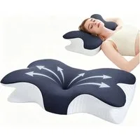 wohnTRAUM24 Nackenstützkissen Orthopädisches Nackenkissen, Memory Foam, Ergonomisches Schlafkissen, Füllung: Memory- & Polyetherschaum, Seitenschläfer, Bauchschläfer, Rückenschläfer