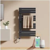 EMKE Elektrischer Badheizkörper Handtuchheizkörper mit Heizstab Wandheizung Seitenanschluss, Anthrazit 4 Heizmodi, IPX4, Kindersicherung 400W~1000W