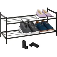 relaxdays Schuhregal Metall Schuhregal stapelbar, 1-tlg., schwarz