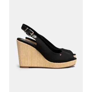 Tommy Hilfiger Iconic Elena Sling Back Damen Schwarze Keilsandaletten
