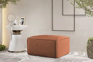 Polsterhocker Designerhocker CELES PREMIUM 65x65 cm Stoff Ascot Bukla Terracotta