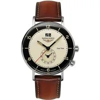 bauhaus Quarzuhr Vintage Pilot Dual Time 2446-2, Armbanduhr, Herrenuhr, Made in Germany, analog, Tag, Dualzeit
