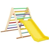 COSTWAY Klettergerüst 3 in 1 Kletterdreieck, mit Rutsche, aus Holz