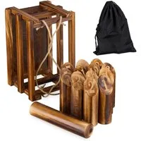 relaxdays Spielzeug-Gartenset Kubb Wikingerspiel mit Holzbox, (15-tlg)