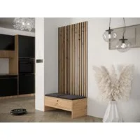 MIRJAN24 Garderoben-Set Balma IV, (Komplett-Set, Unterschrank mit Lamellen, 2x Gepolstertes Paneel 42x42), Griffe aus Metall