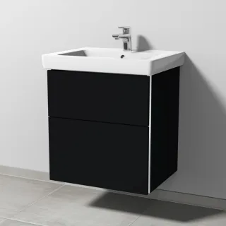 Sanipa 3way Waschtischunterbau zu Villeroy & Boch Subway 2.0 Waschtisch mit 2 Auszügen, Schwarz-Matt BS61208