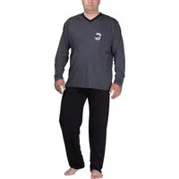 Moonline Pyjama Schlafanzug Herren lang in Übergröße (XXL-5XL) aus Baumwolle