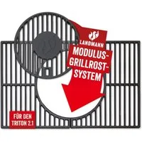 LANDMANN Grillplatte Modulus Triton 2.1 Gusseisen Pizzastein, Grillplatte, WOK, Pizzastein, Grillspieße