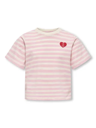 KIDS ONLY - KOGLIVINA S/S O-NECK STRIPE TOP JRS Romance Rose - Gr. - 134/140