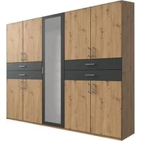 Wimex Kleiderschrank Taiga Kleiderschrank mit Spiegel mit Schubladen auf bequemer Höhe, Garderobe Schlafzimmerschrank