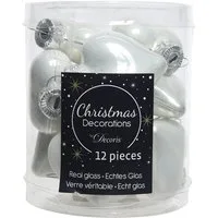 Kaemingk Christbaumschmuck, Christbaumschmuck Herzen 4cm Glas 12 Stück - Winterweiß