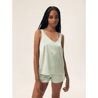 ESOTIQ Pyjama Schlafanzug Shorty aus Satin mit Trägern und V-Ausschnitt Renne (2 tlg)