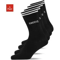 SNOCKS Sportsocken Hohe Tennissocken mit Streifen für Damen & Herren (4-Paar) aus Bio-Baumwolle, stylish für jedes Outfit