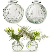 Annastore Dekovase 12 kleine Vasen aus Glas Vintage Blumenvasen Tischvasen Glasvasen, Dekoflaschen, Glasflaschen, Glasfläschchen, Deko-Flaschen