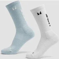 MP Move Club Laufsocken (2er-Pack) - Hellblau/Weiß - UK 9-11