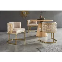riess-ambiente Polsterstuhl ELEGANCE cappuccino/gold - Samt, Edelstahl, Wabenmuster, gepolstert (Einzelartikel, 1 St), Esszimmerstuhl - ideal für glamouröse Küchen, Wohn- und Essbereiche